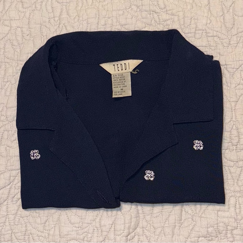 Navy Blue with White Flowers
